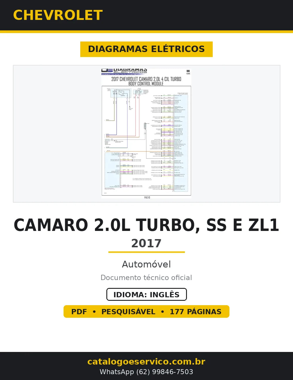 Diagramas Elétricos Chevrolet Camaro 2.0L Turbo, SS e ZL1 2017 — capa