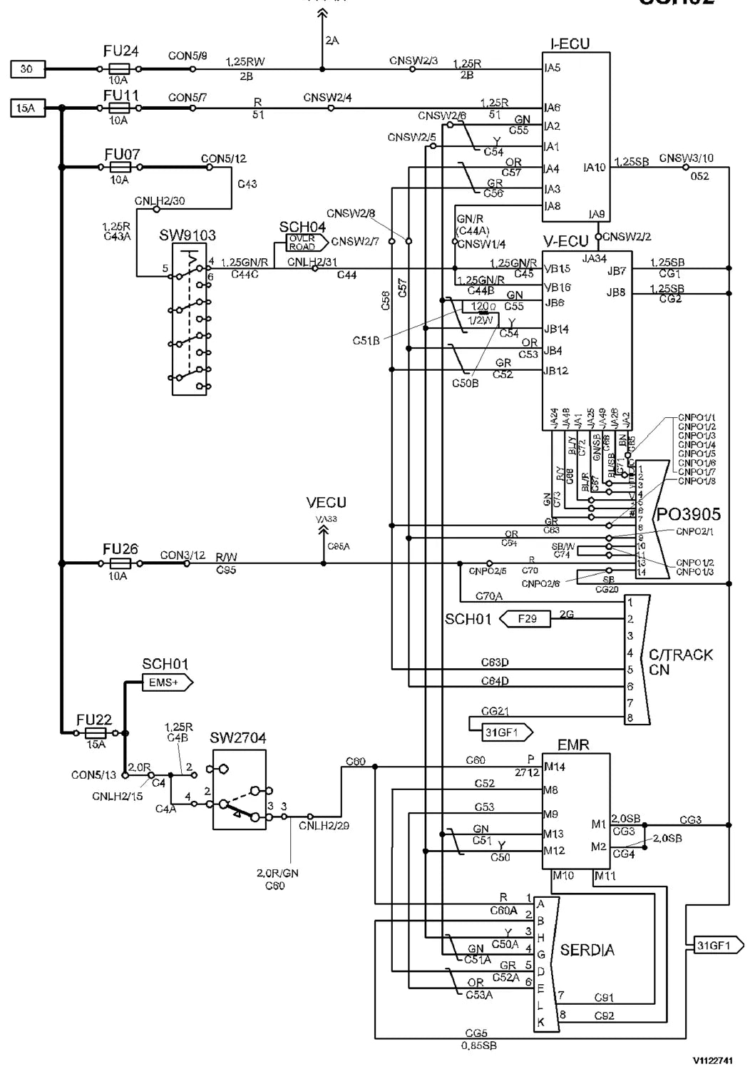 Prancha de diagrama elétrico e hidráulico — Volvo EC140B LC / EC140B (amostra 1 de 2)