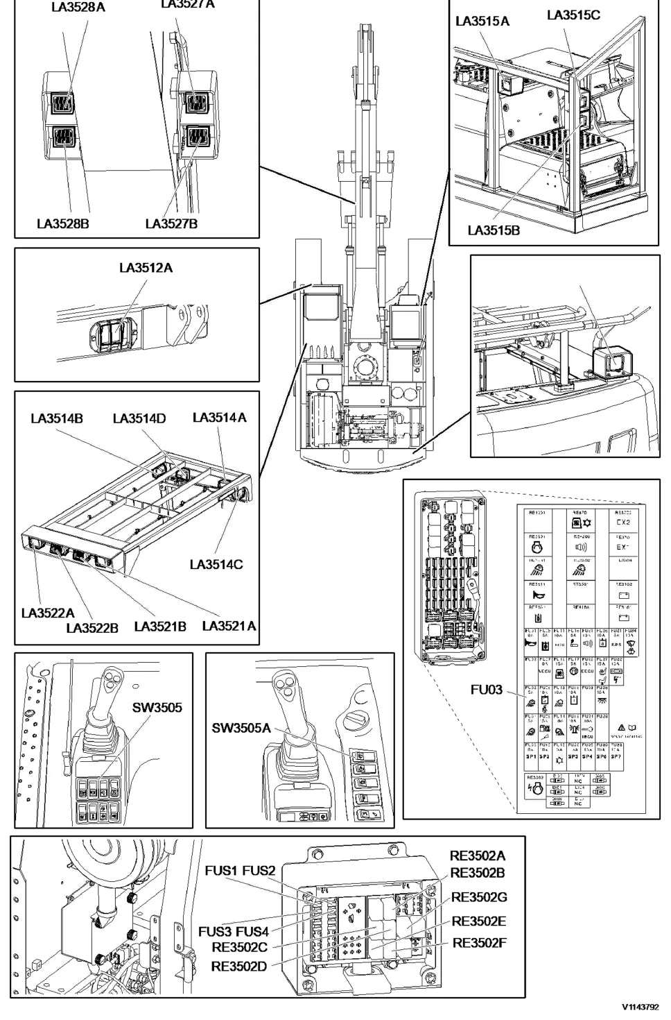 Prancha de diagrama elétrico e hidráulico — Volvo EC210B F / EC210B (amostra 1 de 2)