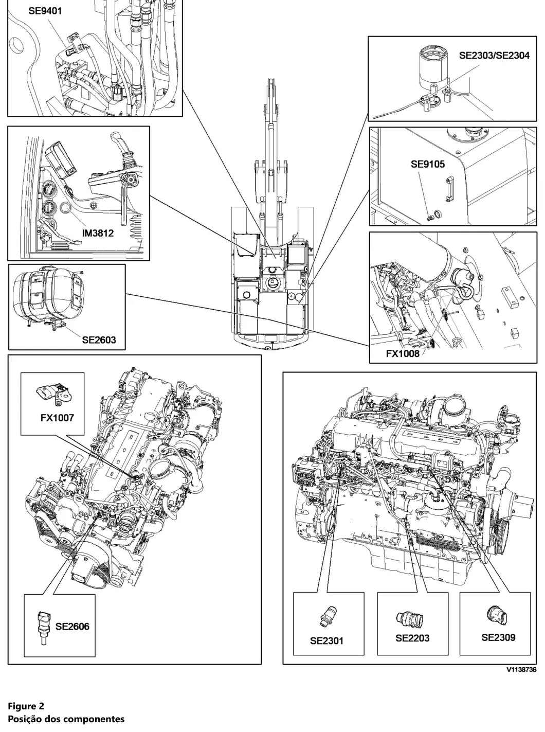 Prancha de diagrama elétrico e hidráulico — Volvo EC220D L / EC220D (amostra 1 de 2)
