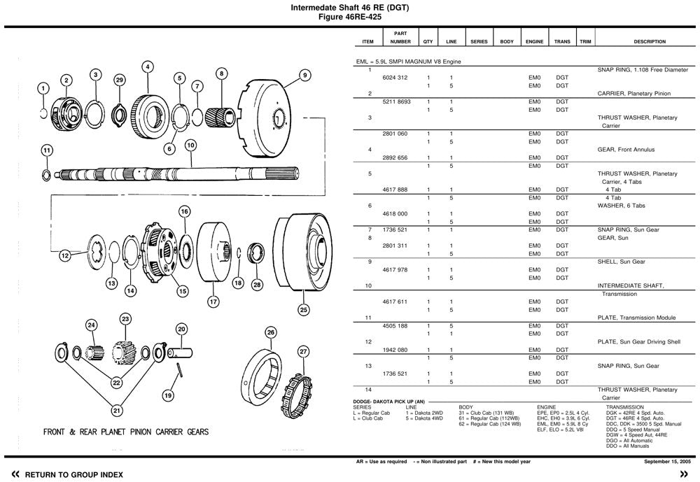Catálogo de Peças Dodge Dakota 1999 (Inglês)