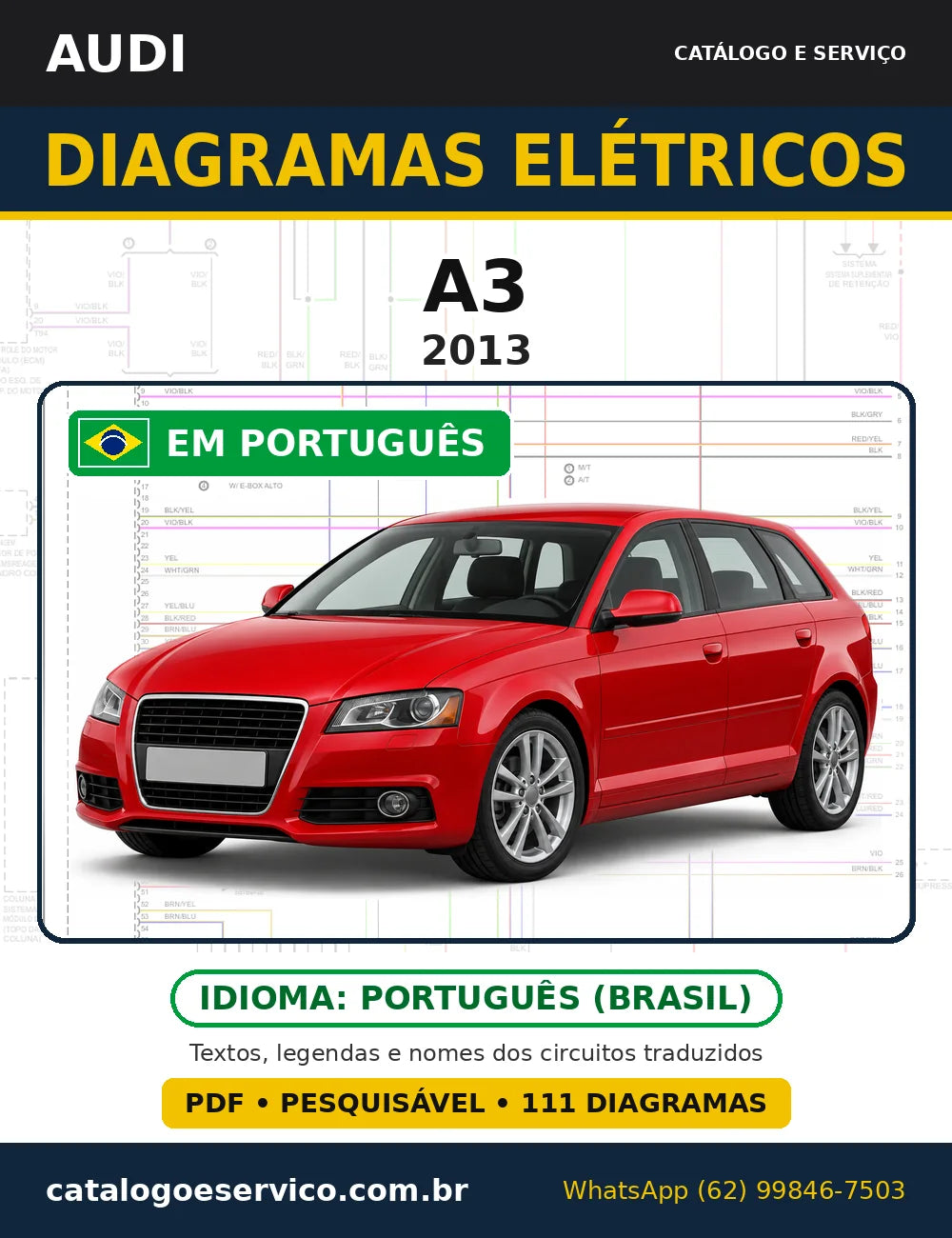 Capa do esquema elétrico Audi A3 2013 em PDF