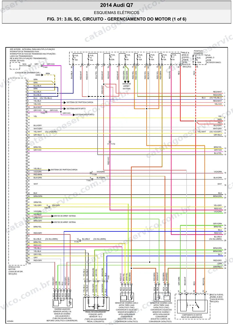 Diagrama elétrico Audi Q7 2014 — injeção eletrônica