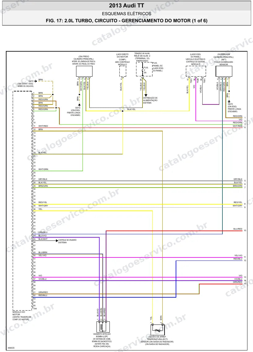 Diagrama elétrico Audi TT 2013 — injeção eletrônica