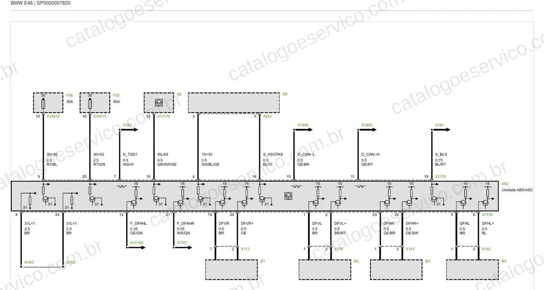 Exemplo de diagrama do Esquema Elétrico BMW Série 3 E46 — página 1