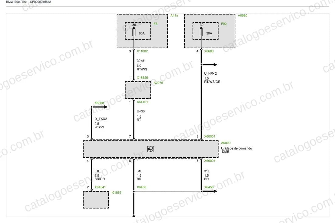 Exemplo de diagrama do Esquema Elétrico BMW Série 5 E60 / E61 e Série 6 E63 / E64 — página 4