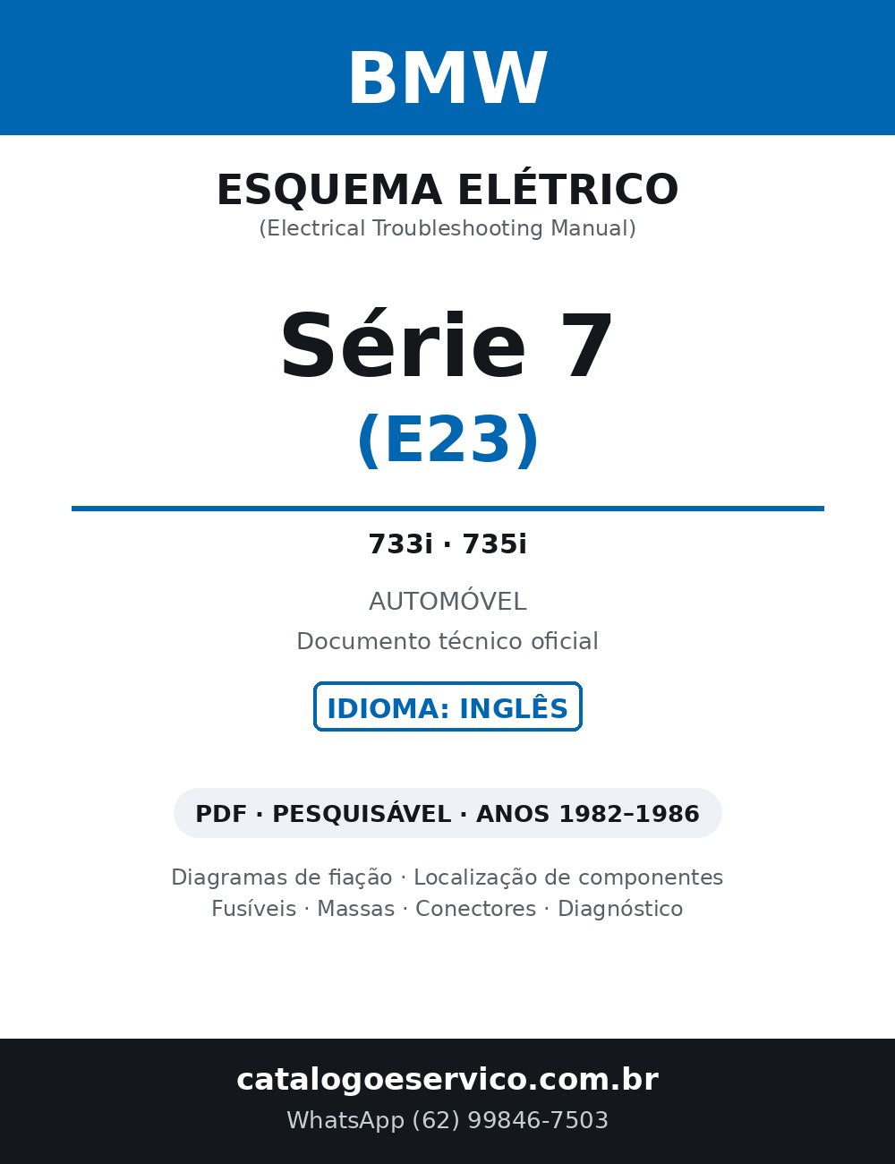 Esquema Elétrico BMW Série 7 E23 — capa