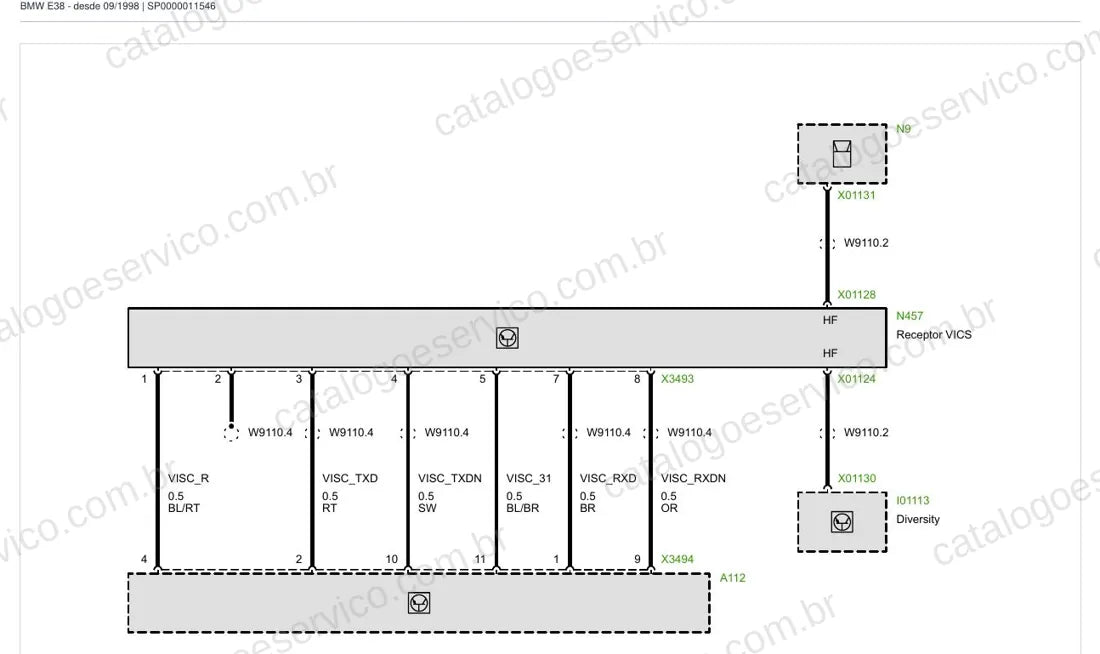 Exemplo de diagrama do Esquema Elétrico BMW Série 7 E38 — página 4