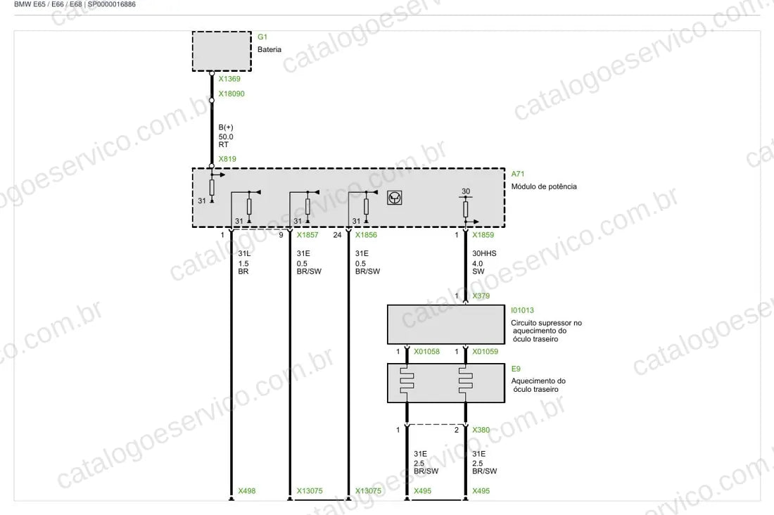 Exemplo de diagrama do Esquema Elétrico BMW Série 7 E65 / E66 / E68 — página 4