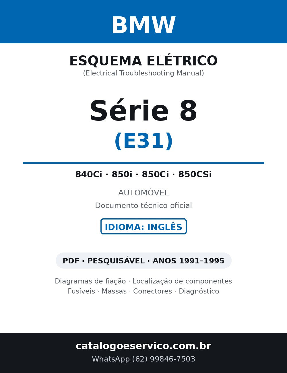 Esquema Elétrico BMW Série 8 E31 — capa