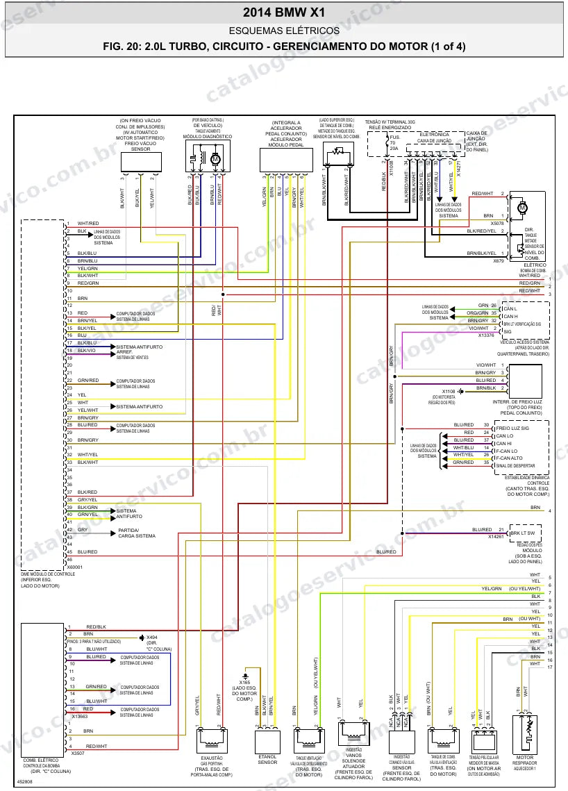 Diagrama elétrico BMW X1 2014 — injeção eletrônica