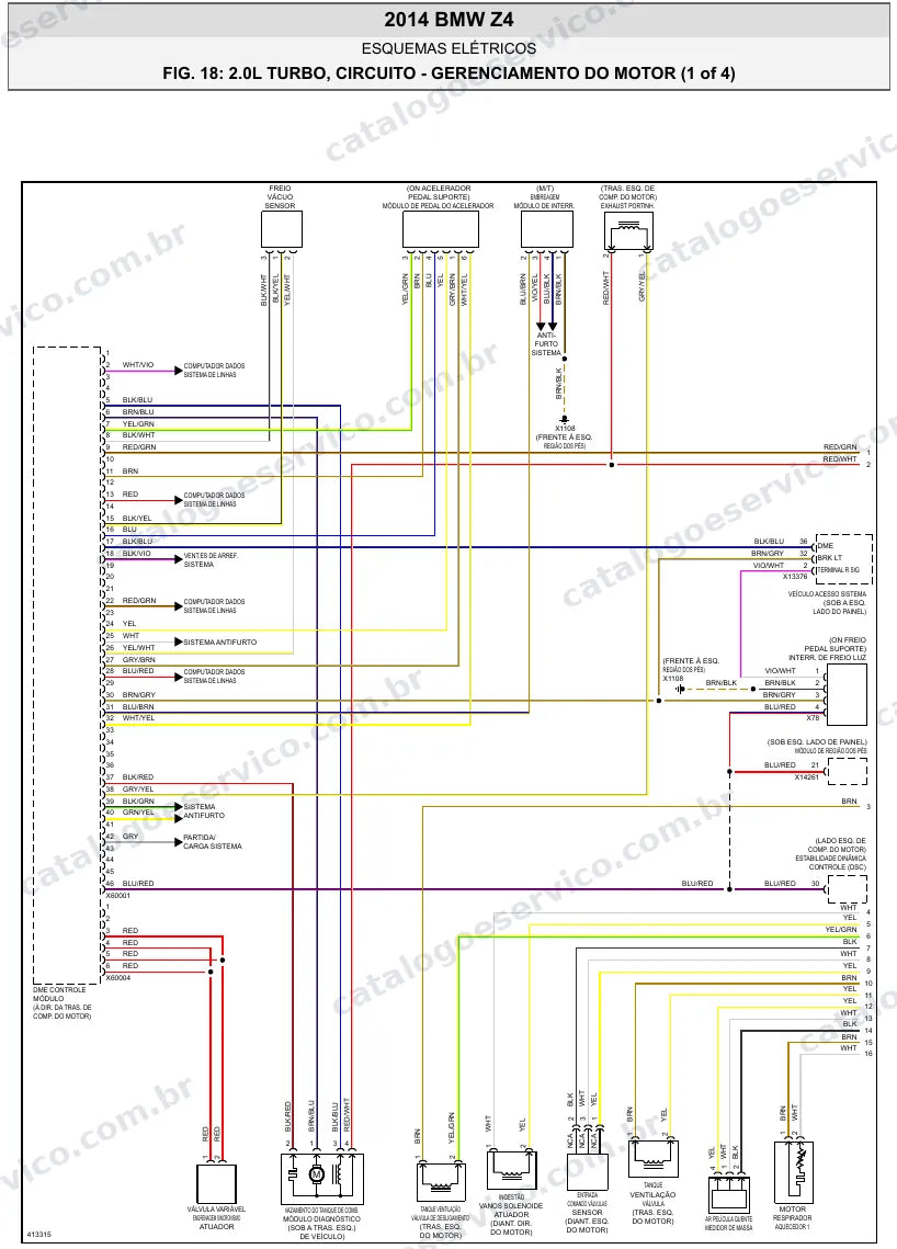 Diagrama elétrico BMW Z4 2014 — injeção eletrônica