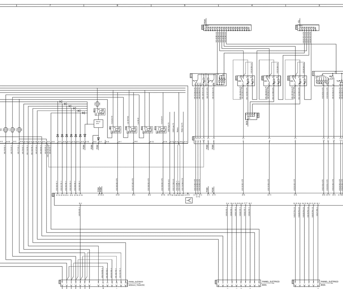 Diagrama do sistema de visibilidade (VIS) — Esquema Elétrico Scania K380
