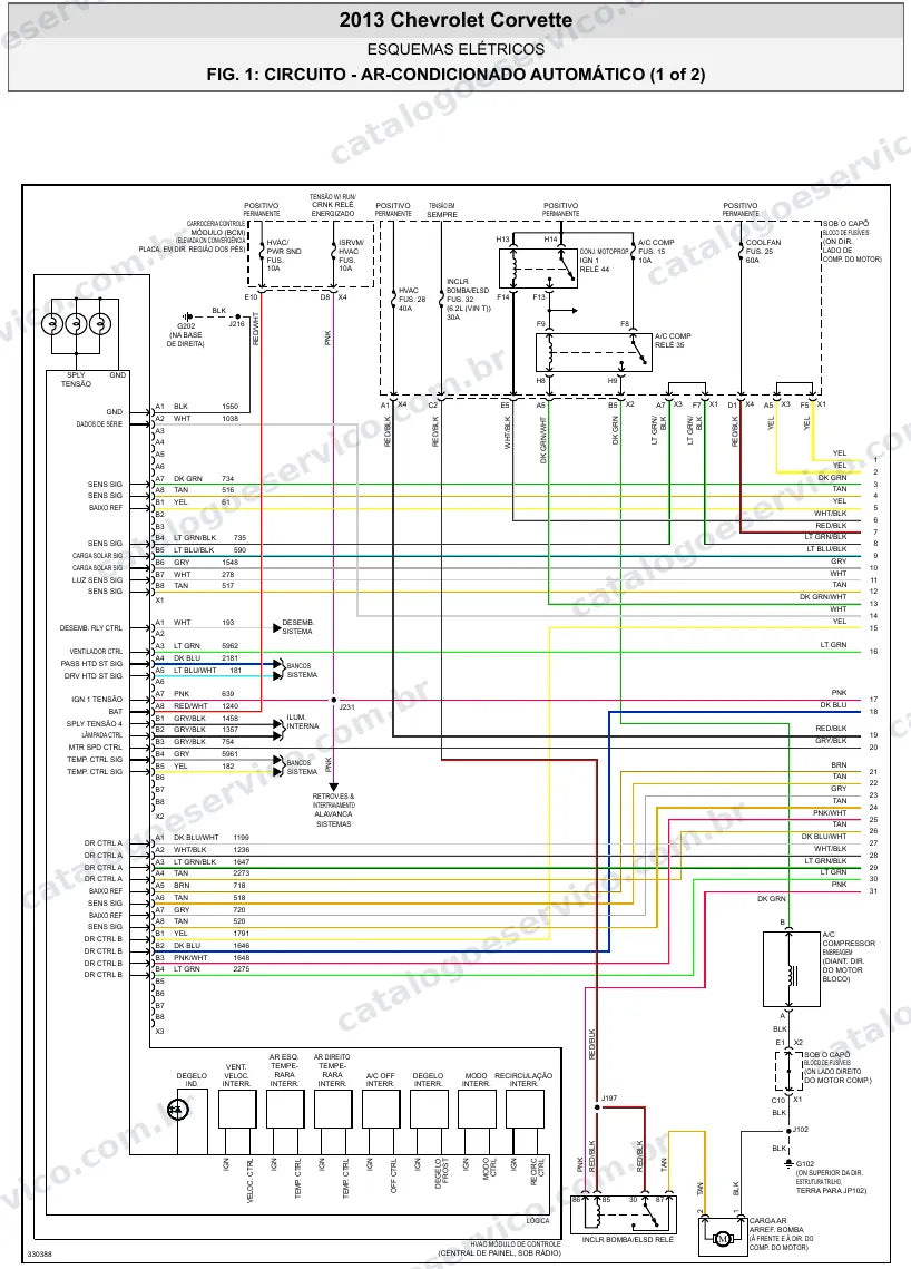 Diagrama elétrico Chevrolet Corvette 2013 — ar-condicionado