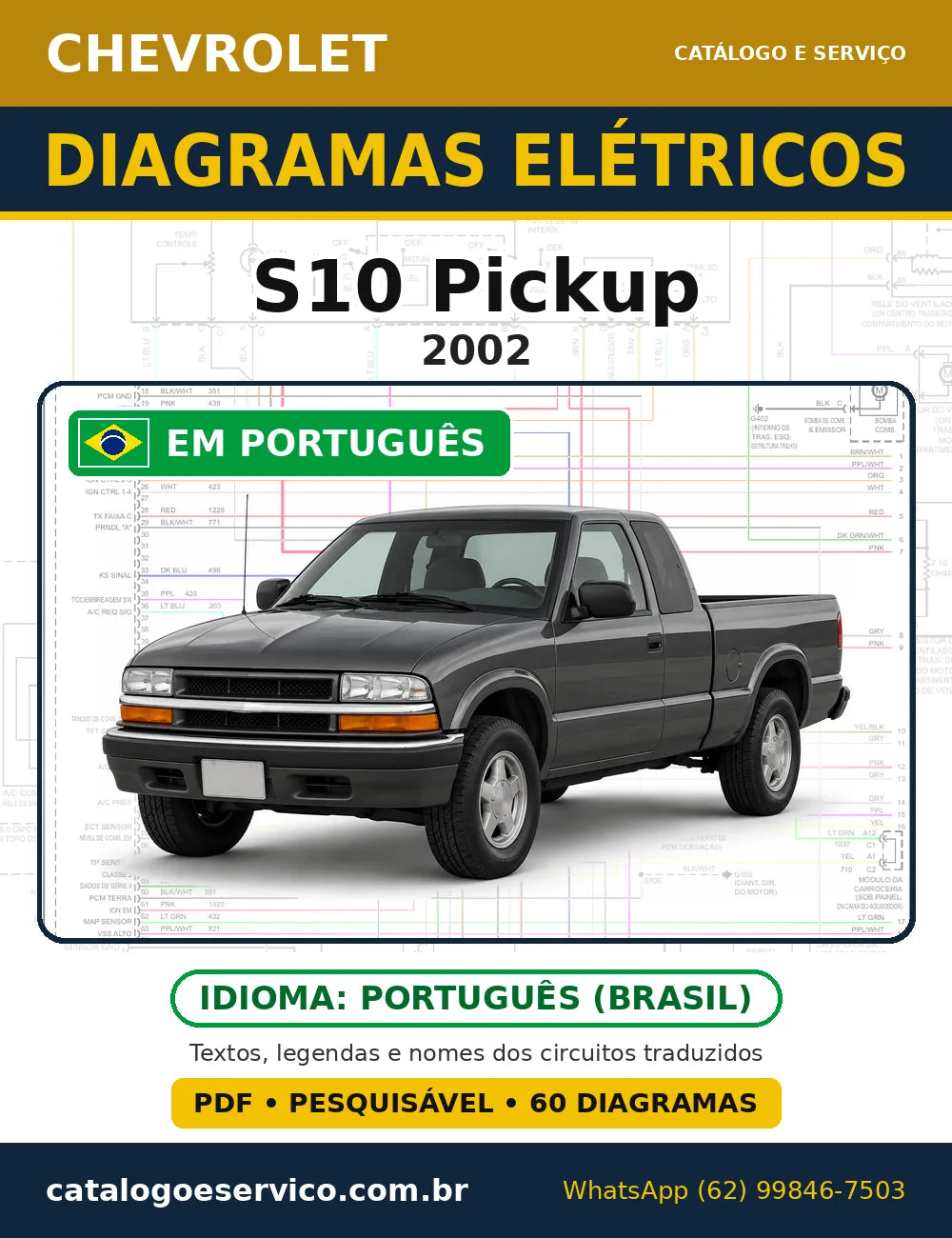 Capa do esquema elétrico Chevrolet S10 Pickup 2002 em PDF
