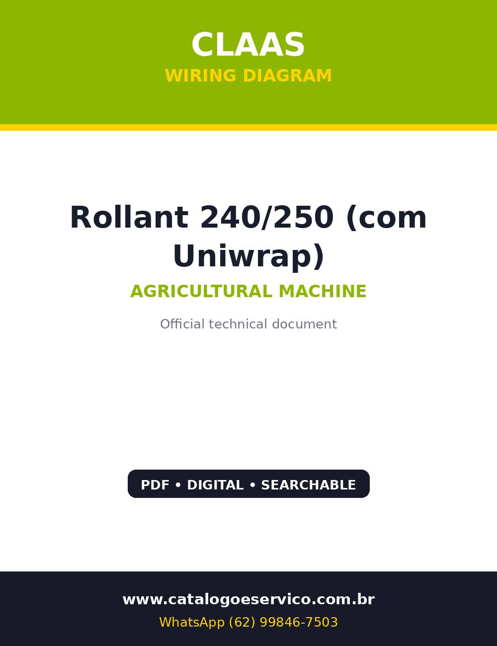 Esquema Elétrico Claas Rollant 240/250 (com Uniwrap) — Decifre a rede elétrica da enfardadora CLAAS Rollant