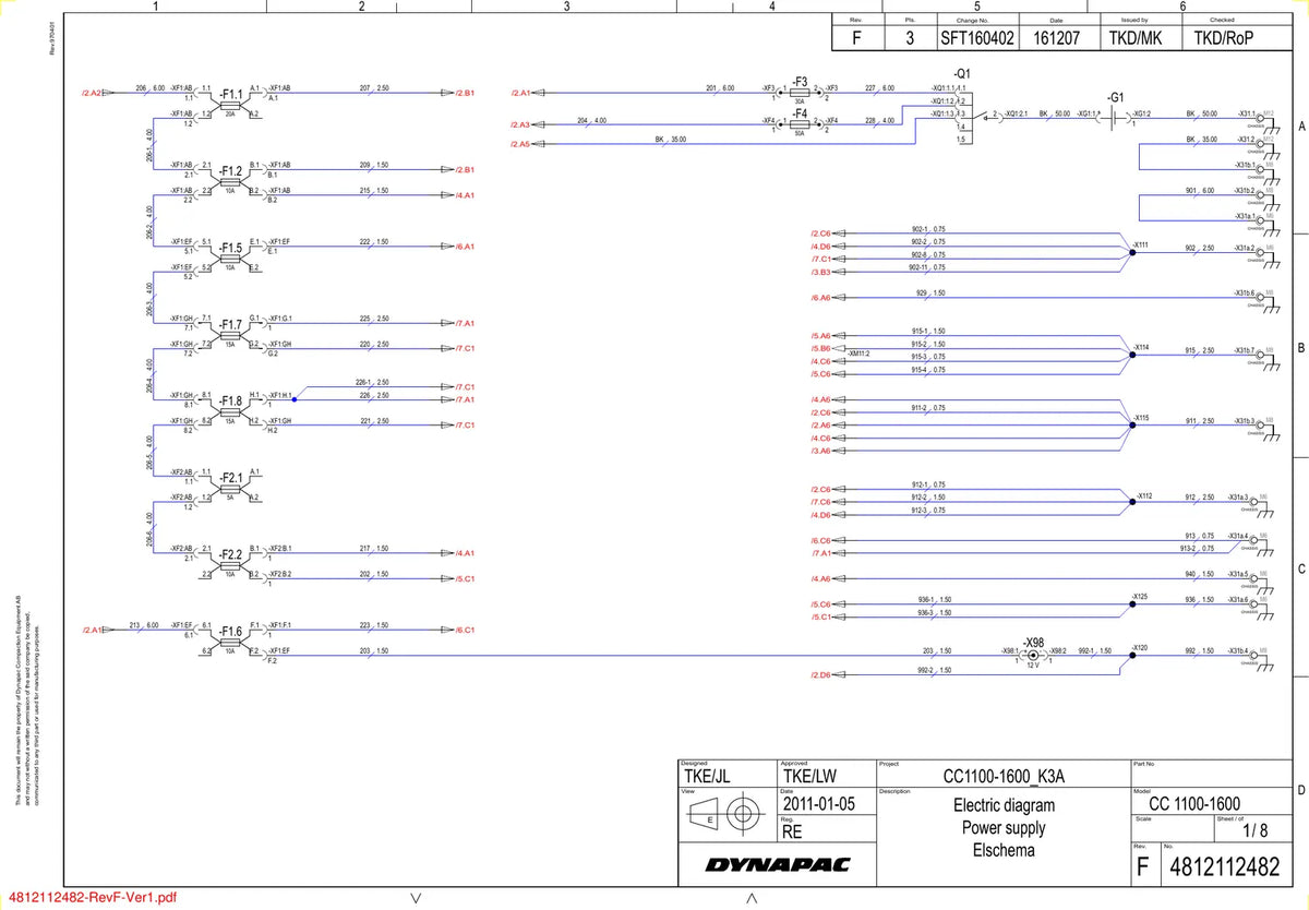 Esquema Elétrico Dynapac CC1100 a CC1600 — amostra 1 de página interna do documento
