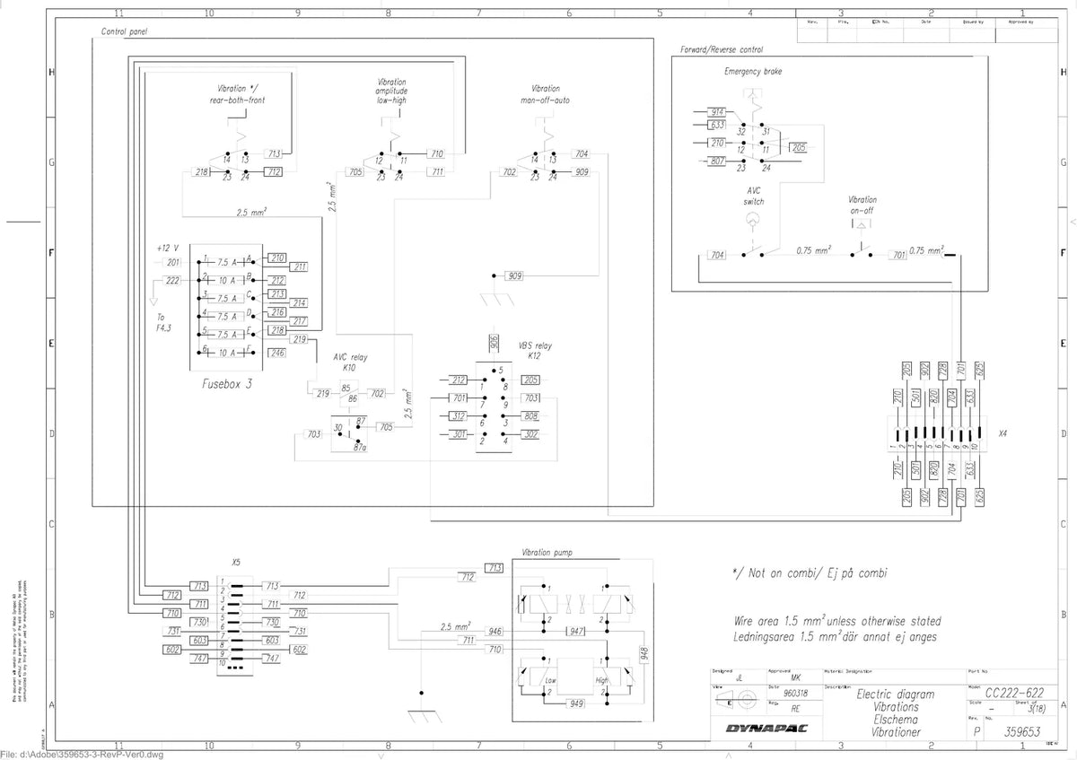 Esquema Elétrico Dynapac CC222 e CC232 — amostra 1 de página interna do documento