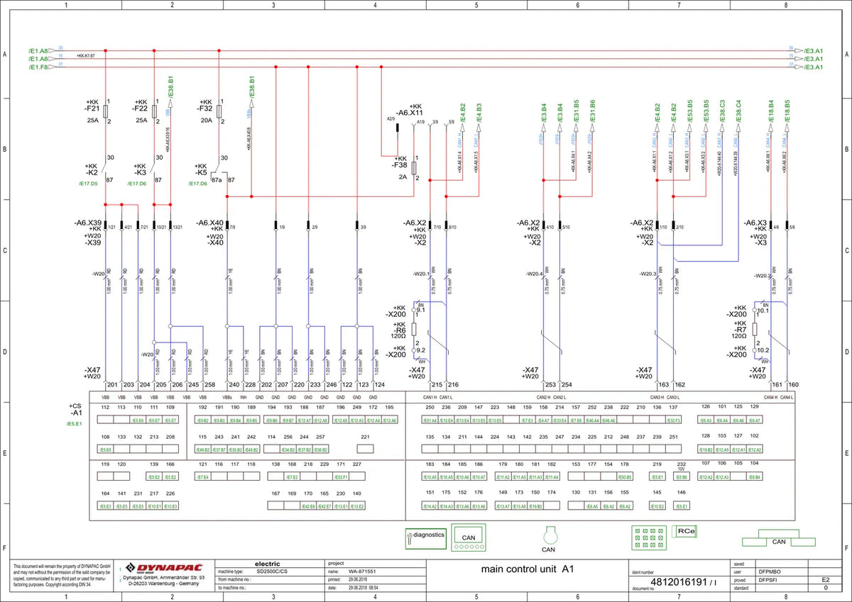 Esquema Elétrico Dynapac SD2500C e SD2500CS — amostra 1 de página interna do documento