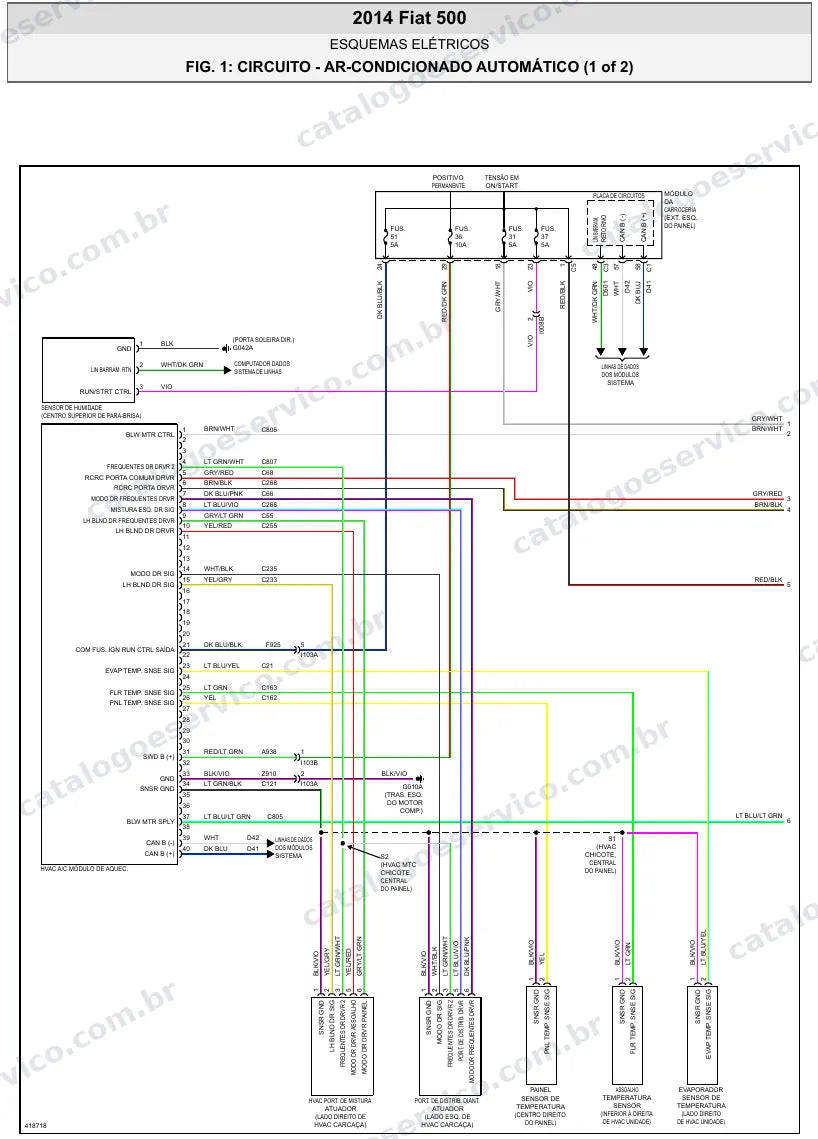 Diagrama elétrico Fiat 500 2014 — ar-condicionado