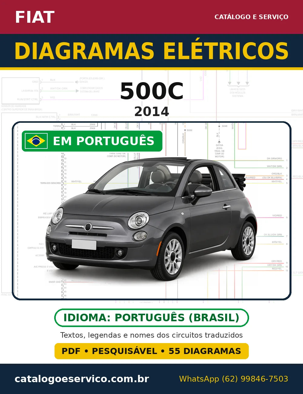 Capa do esquema elétrico Fiat 500C 2014 em PDF