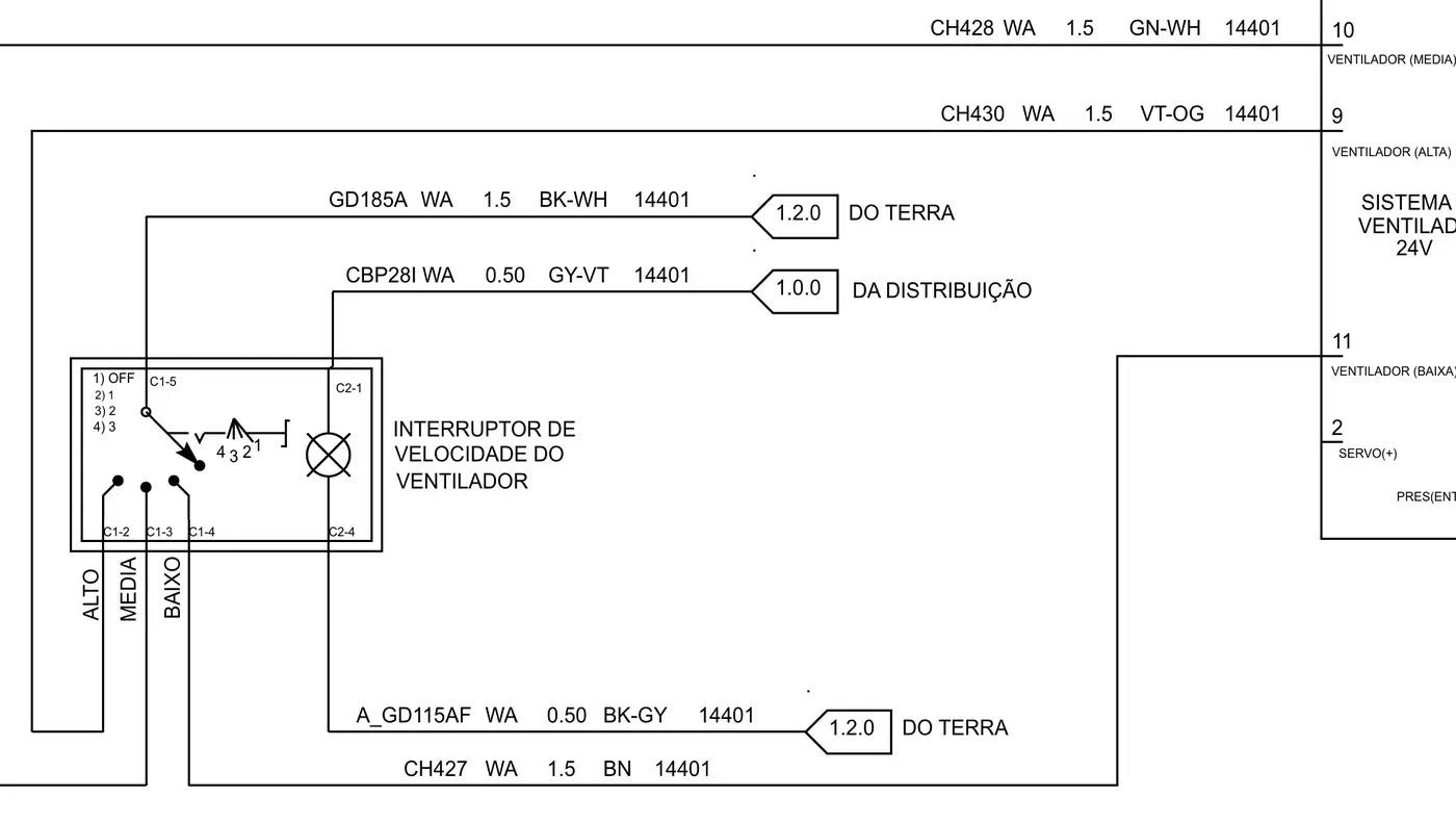 Folha de diagrama elétrico do Ford Cargo 1317