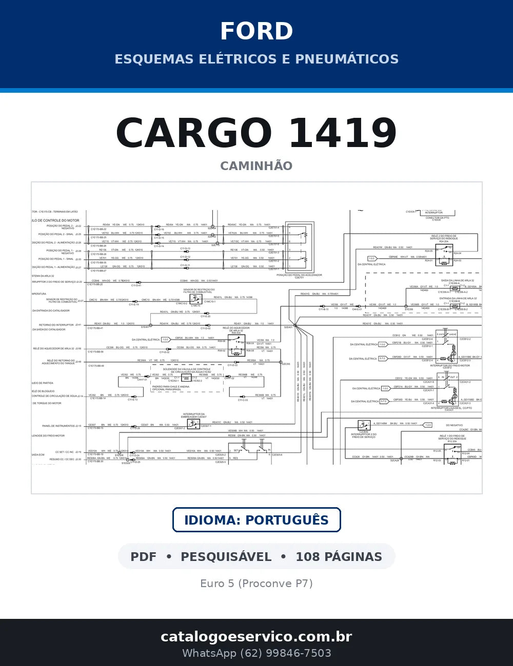Capa do esquema elétrico do Ford Cargo 1419 em PDF com 108 páginas