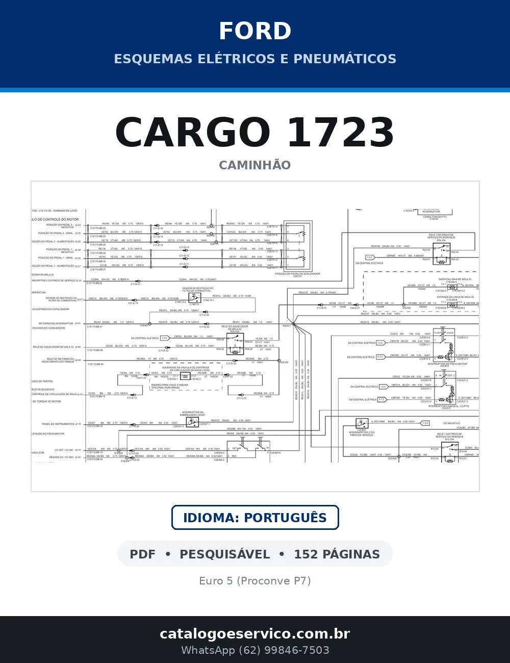 Capa do esquema elétrico do Ford Cargo 1723 em PDF com 152 páginas