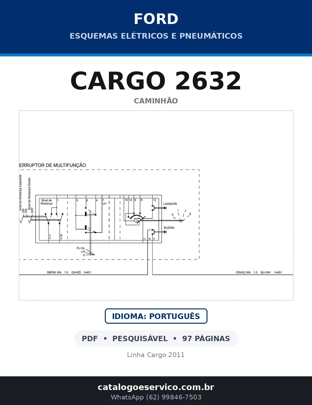 Capa do esquema elétrico do Ford Cargo 2632 em PDF com 97 páginas