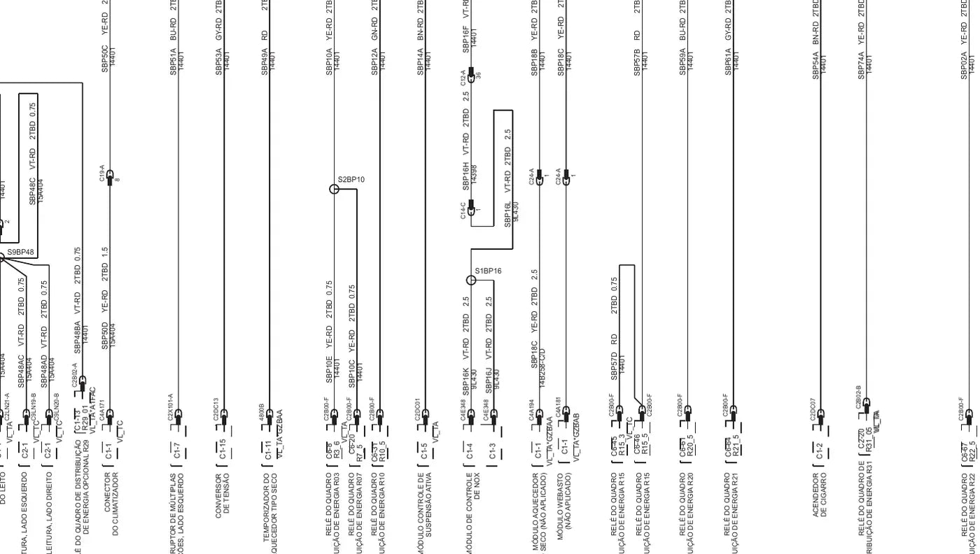 Folha de diagrama elétrico do Ford Cargo 2842