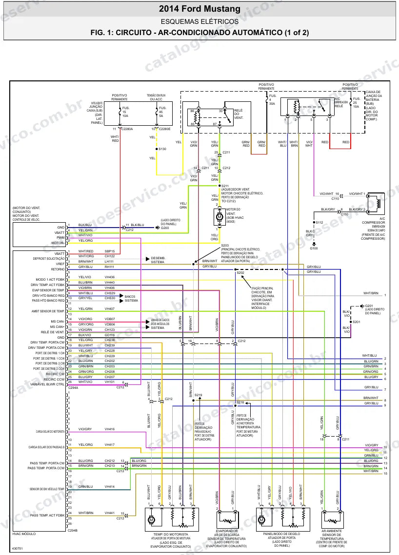 Diagrama elétrico Ford Mustang 2014 — ar-condicionado