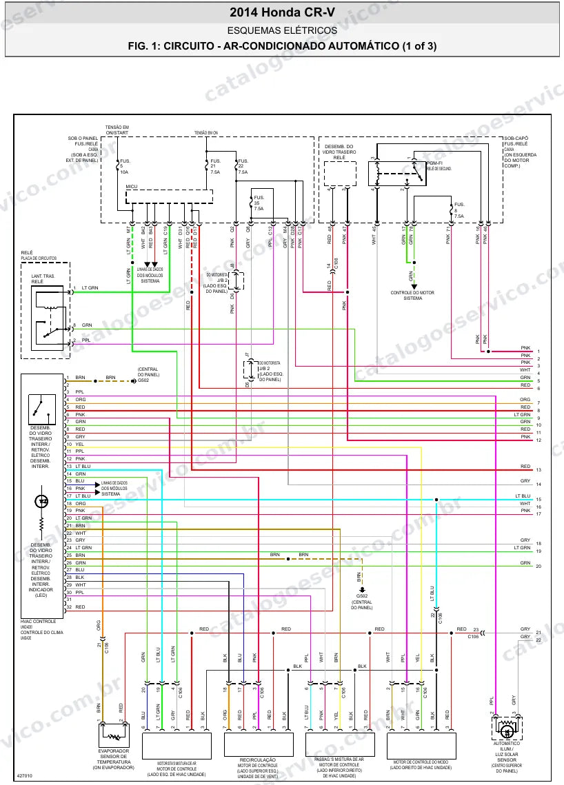Diagrama elétrico Honda CR-V 2014 — ar-condicionado