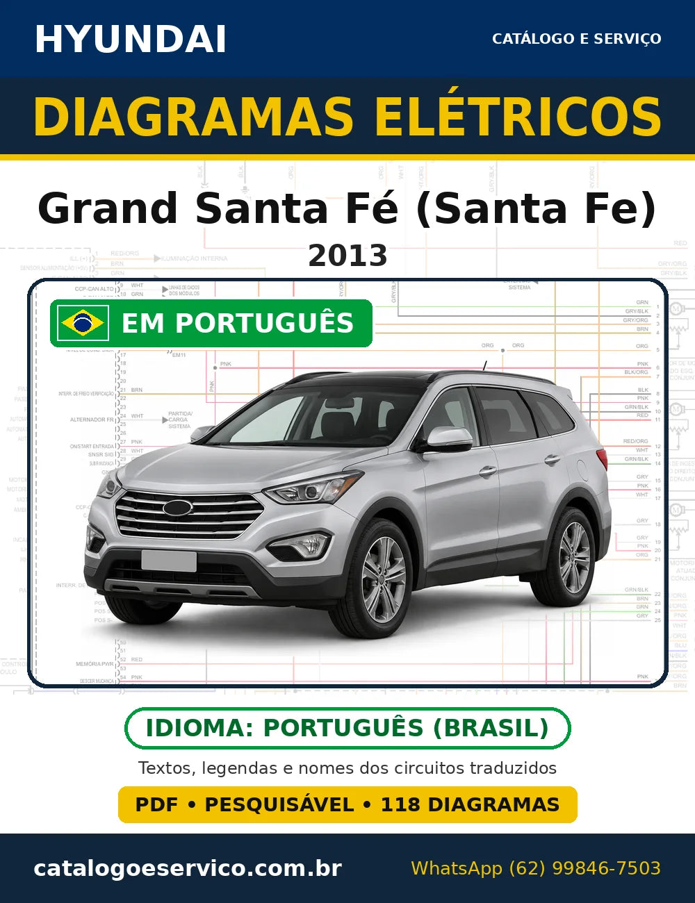 Capa do esquema elétrico Hyundai Grand Santa Fé 2013 em PDF