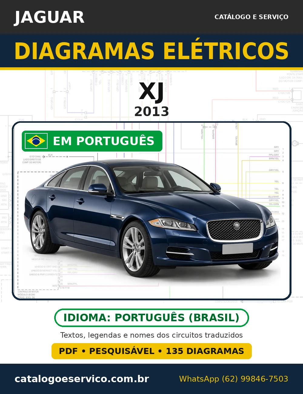 Capa do esquema elétrico Jaguar XJ 2013 em PDF