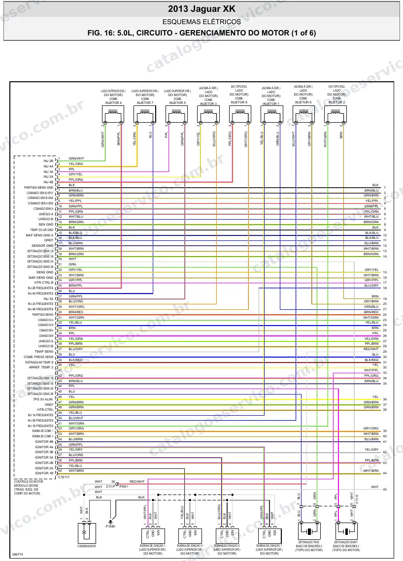 Diagrama elétrico Jaguar XK 2013 — injeção eletrônica