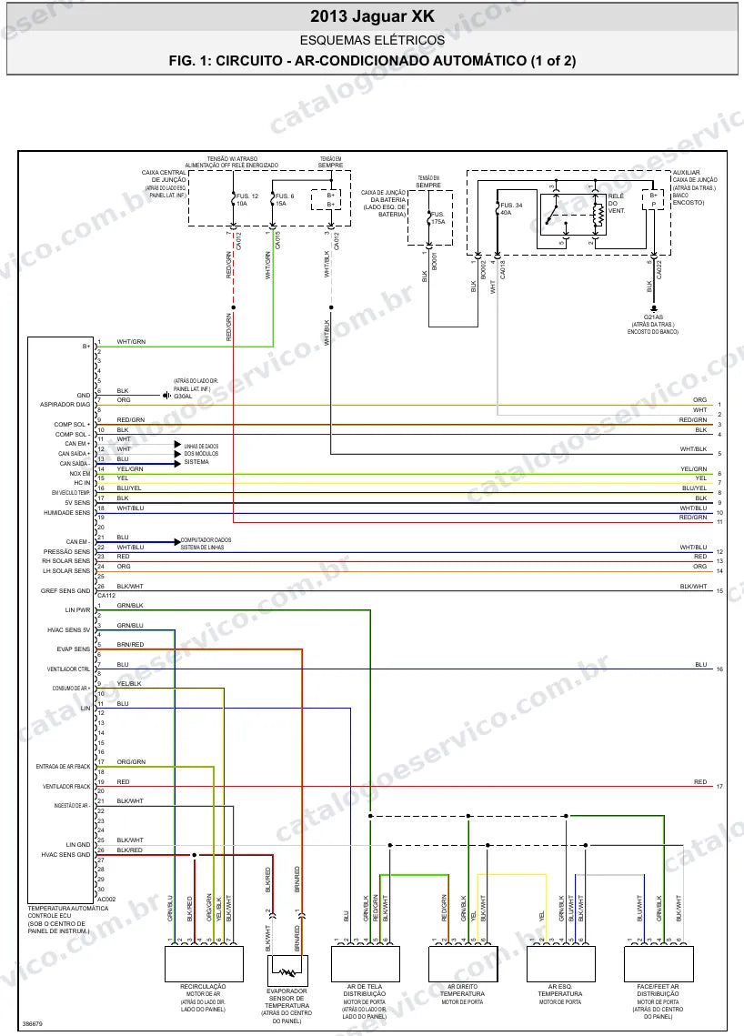 Diagrama elétrico Jaguar XK 2013 — ar-condicionado