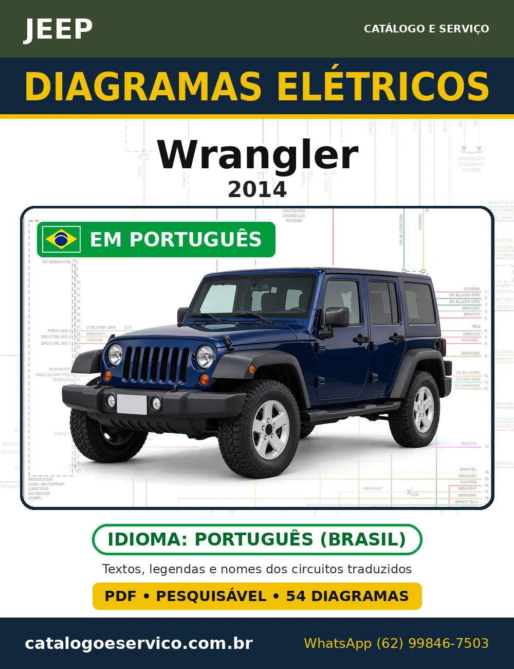 Capa do esquema elétrico Jeep Wrangler 2014 em PDF