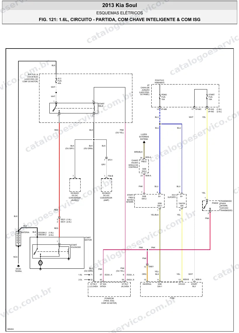 Diagrama elétrico Kia Soul 2013 — partida e carga