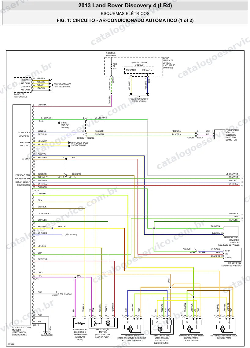 Diagrama elétrico Land Rover Discovery 4 2013 — ar-condicionado