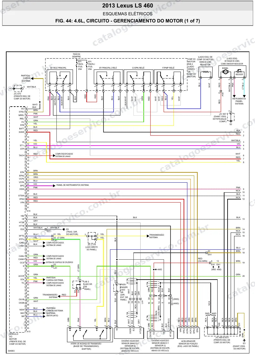 Diagrama elétrico Lexus LS 460 2013 — injeção eletrônica