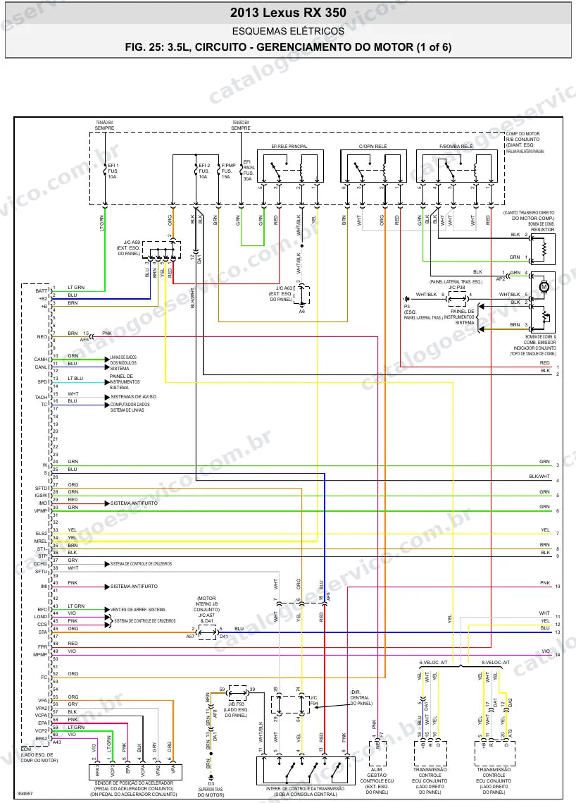 Diagrama elétrico Lexus RX 350 2013 — injeção eletrônica