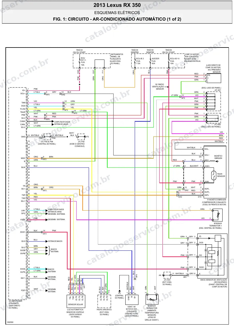 Diagrama elétrico Lexus RX 350 2013 — ar-condicionado