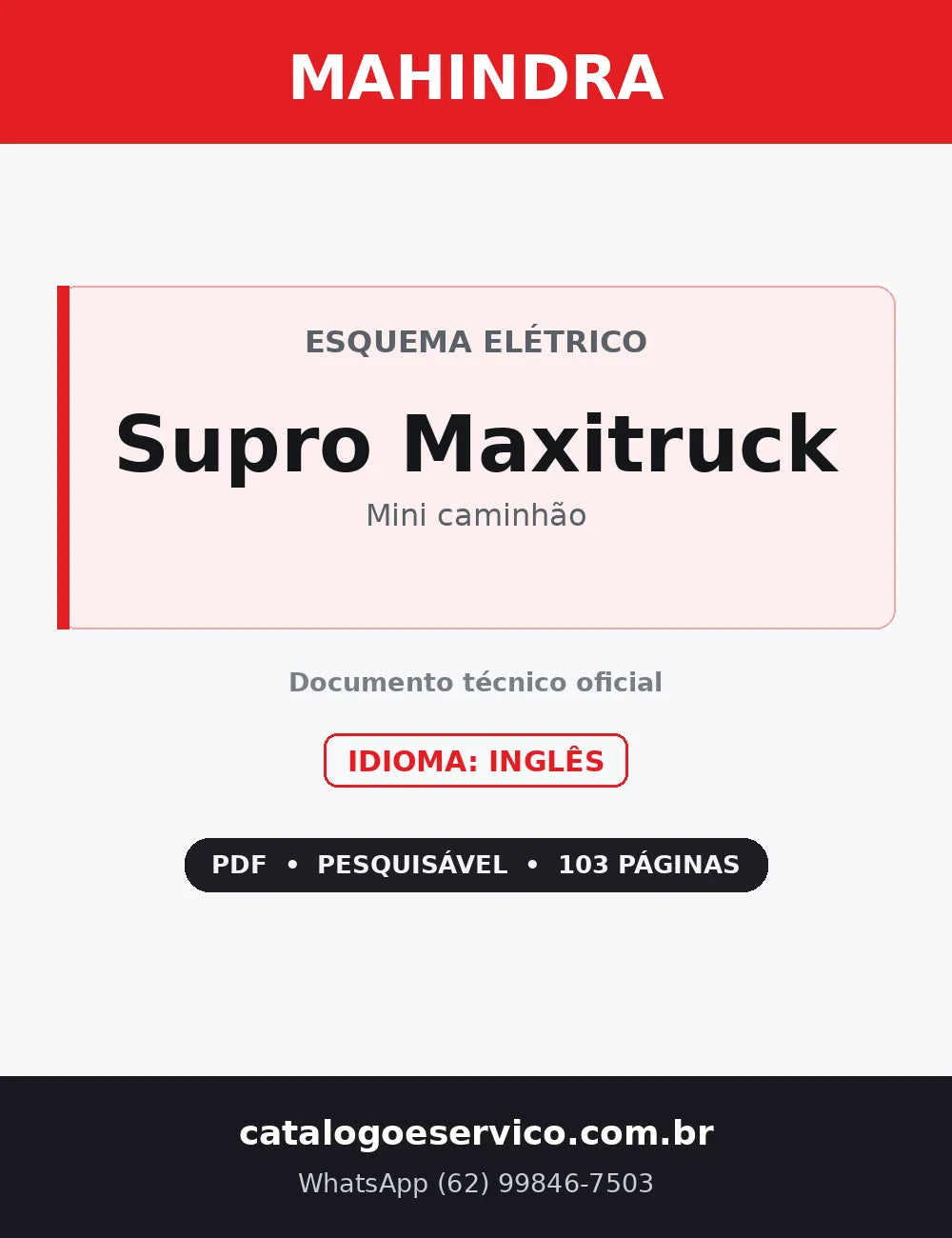 Capa — Esquema Elétrico Mahindra Supro Maxitruck
