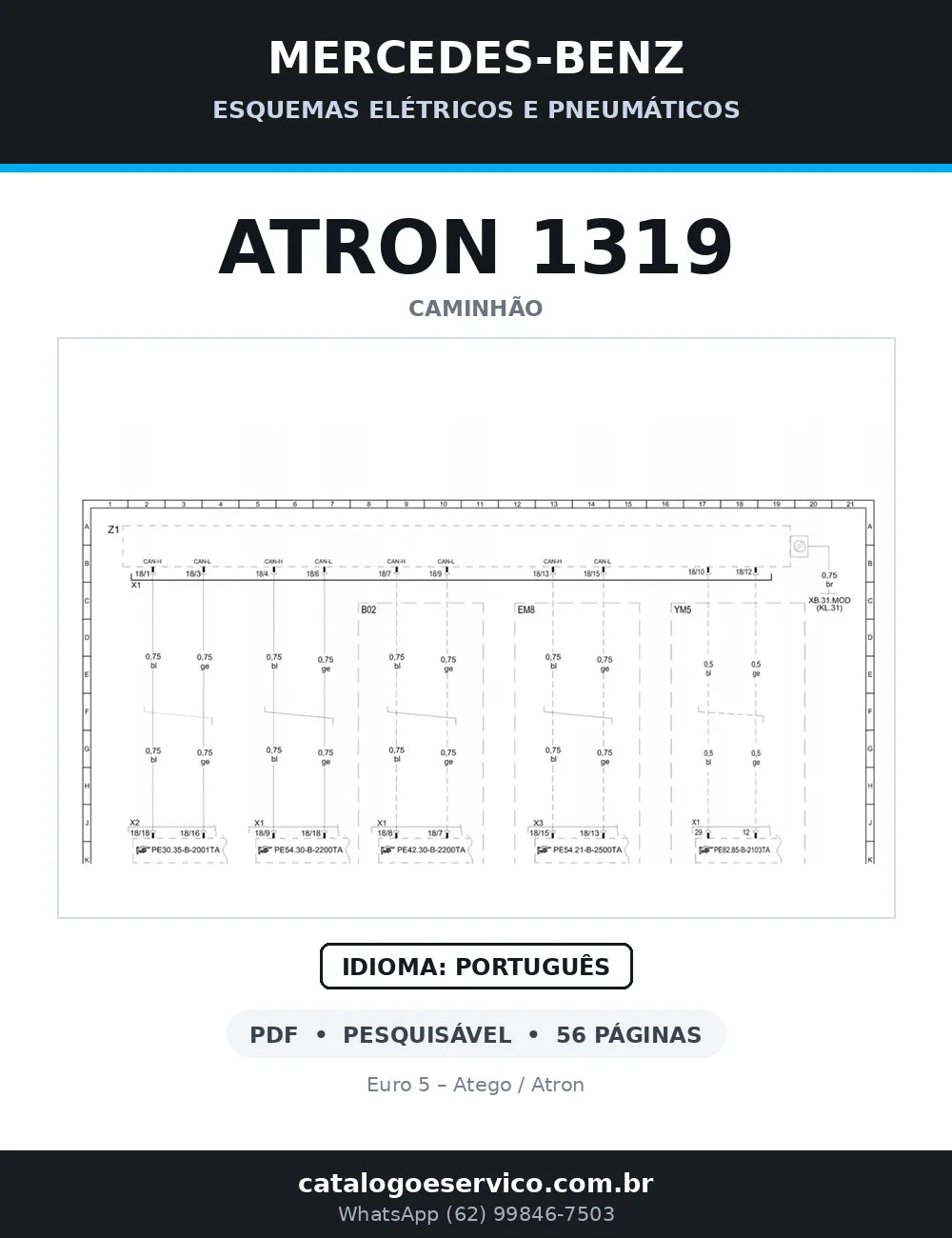 Capa do esquema elétrico do Mercedes-Benz Atron 1319 em PDF com 56 páginas