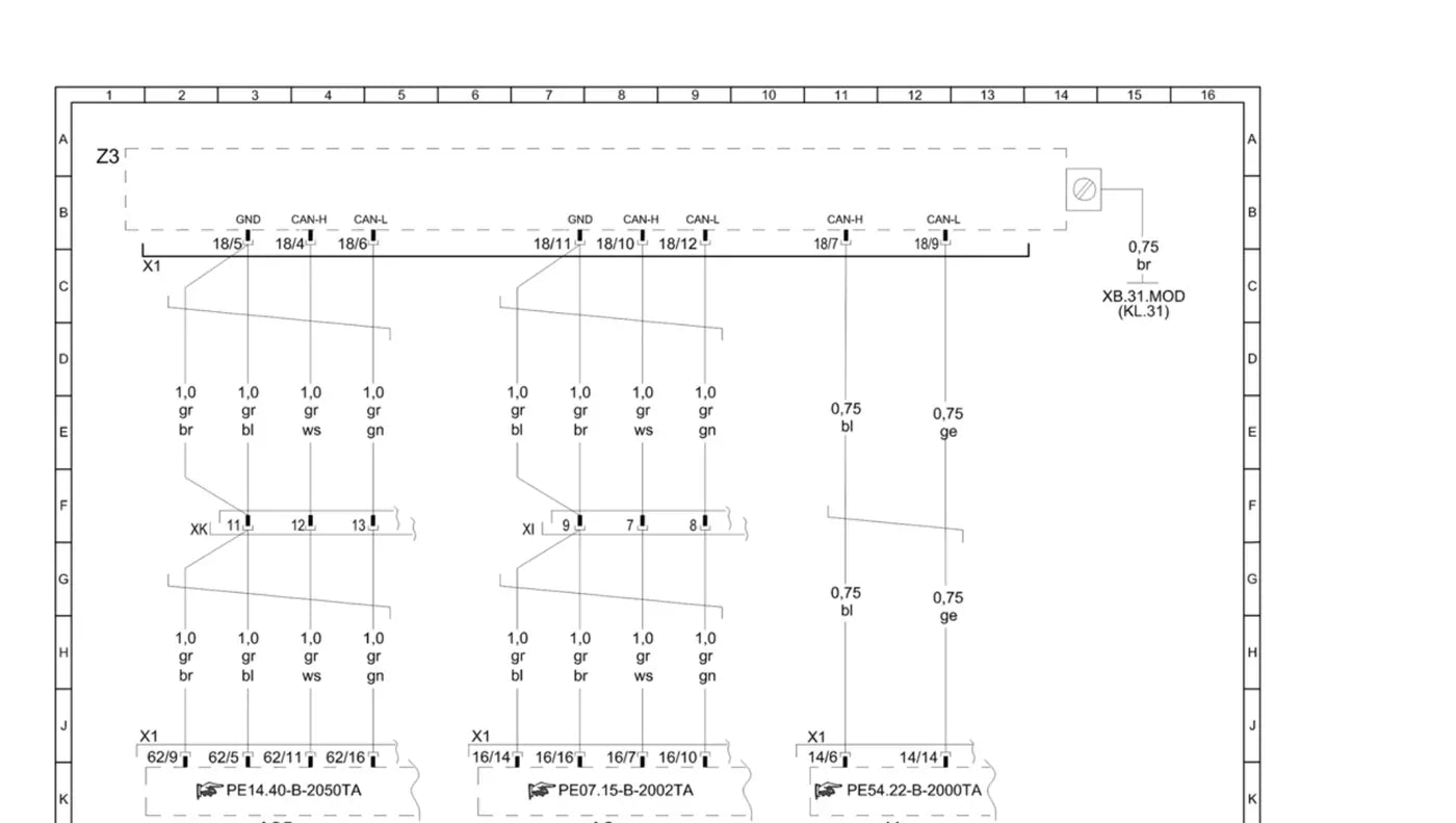 Folha de diagrama elétrico do Mercedes-Benz Atron 2324