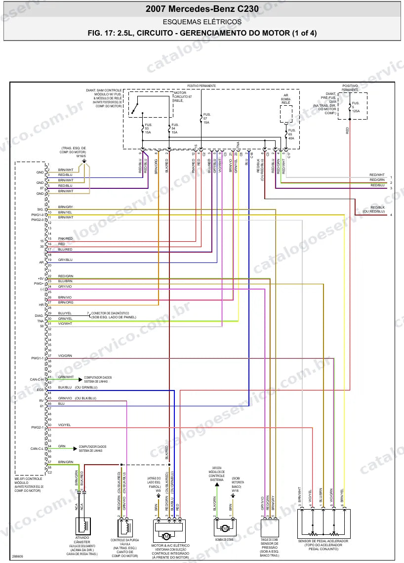 Diagrama elétrico Mercedes-Benz C230 2007 — injeção eletrônica