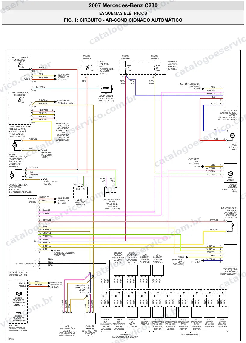 Diagrama elétrico Mercedes-Benz C230 2007 — ar-condicionado