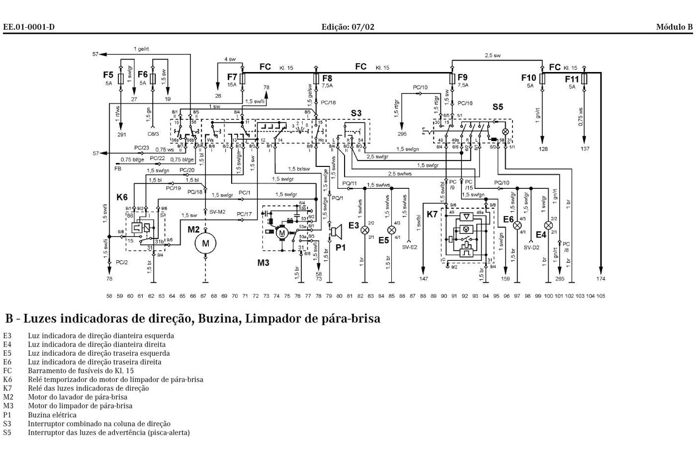Esquema Eletrico Mercedes-Benz OF 1721 — 24V: da partida por chama ao freio - diagrama 1