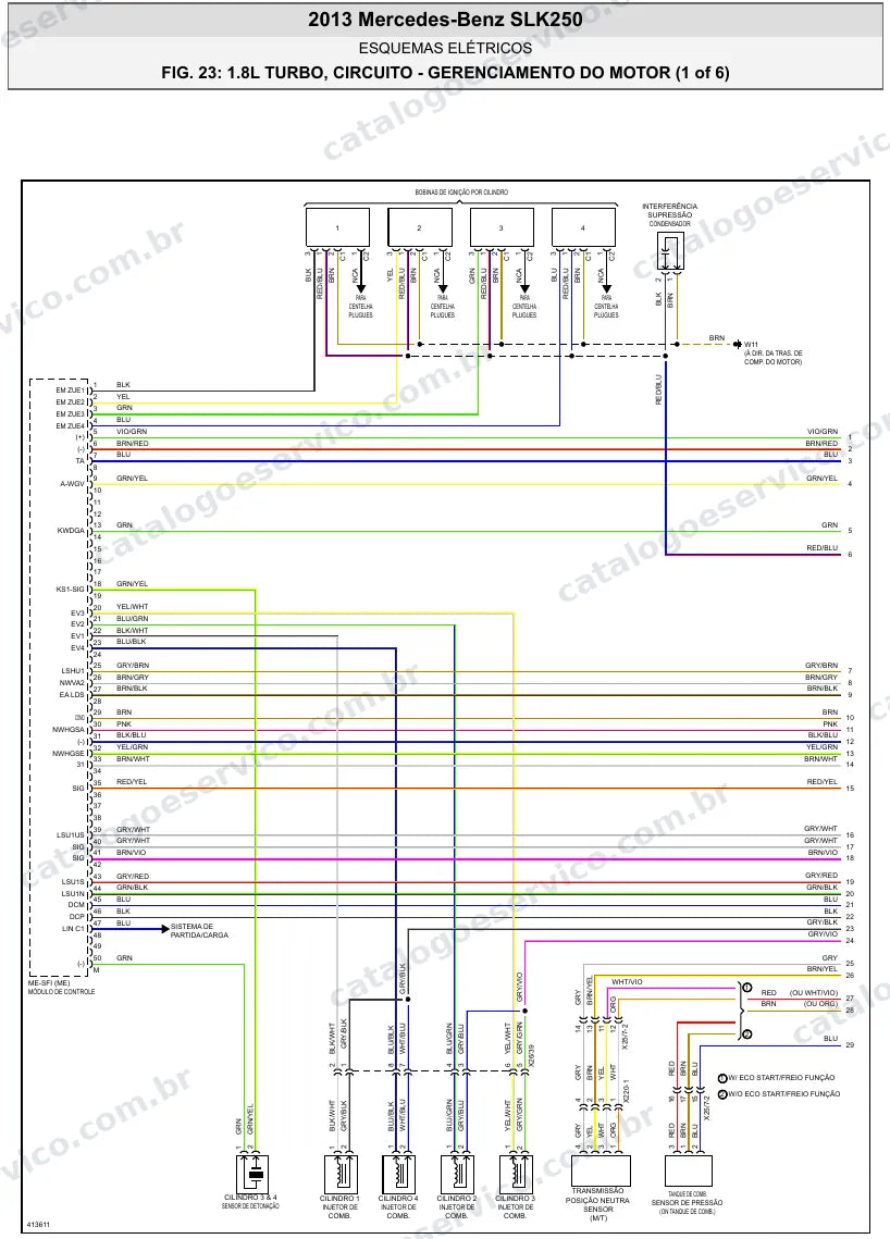 Diagrama elétrico Mercedes-Benz SLK250 2013 — injeção eletrônica