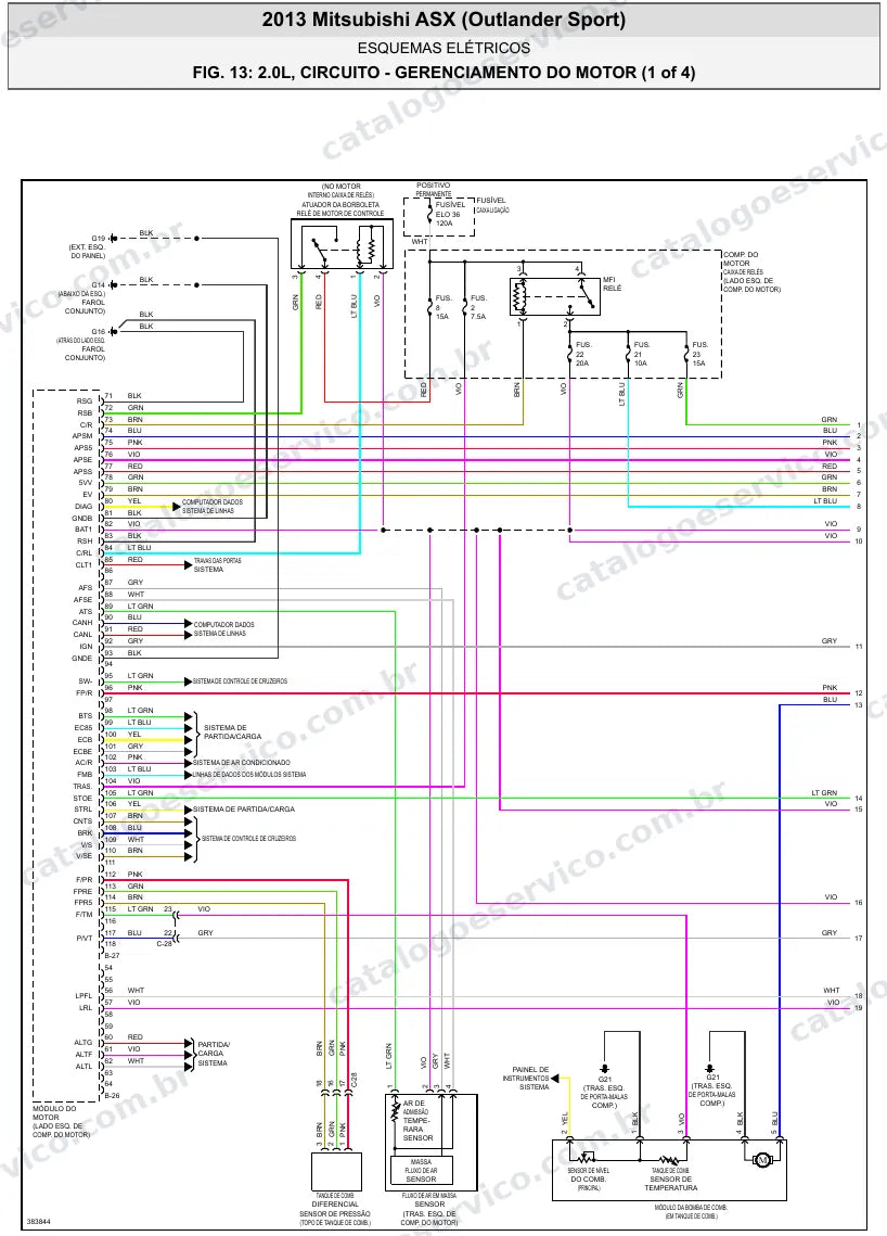 Diagrama elétrico Mitsubishi ASX 2013 — injeção eletrônica